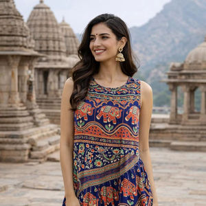 Beautiful <b>Sleeveless</b> Cotton <b>Dress</b> for Women <b>Summer</b> Gauze Bridesmaid <b>Dress</b> Women Casual Eco-friendly Long Naptol Print <b>Dress</b> - Product Image 1