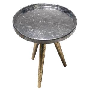 <b>Round</b> <b>Table</b> With Embossing Nickel And bottom Three Legs <b>Gold</b> Finished Aluminium <b>Round</b> <b>Coffee</b> Or Side <b>Table</b> For Home Furniture - Product Image 2