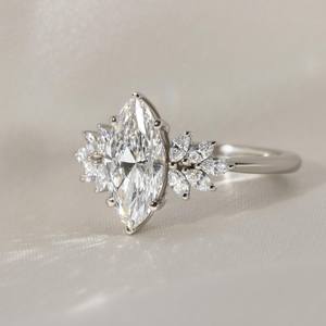 Marquise Cut Lab Grown Diamond Ring Cluster CVD Diamond Bague de fiançailles 2.0 Carat Lab Bague de mariage en diamant Toi Et Moi VVS1 - Product Image 3