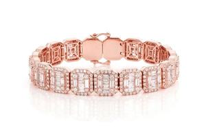 Baguette-pulsera de eslabones rectangulares en oro de 14K, joyería con diamantes cultivados en laboratorio - Product Image 2