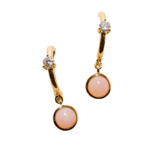 Pendientes de Plata de Ley S925 con Baño de Oro de 14K, Ópalo Rosa y Circonita Cúbica, Joyería Personalizada Ajustable, Minimalista y Elegante, OEM ODM - Product Image 1