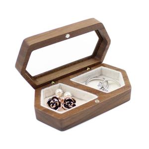 Elegante caja de almacenamiento cuadrada Vintage Interior de terciopelo organizador de joyas de madera de gran capacidad para pendientes de boda anillos HF ARTESANÍA - Product Image 3