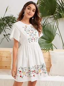 Nouvelle mode d'été plissée écologique grande taille dames robe élégante à manches courtes Maxi robe pour les fêtes tenue décontracté en gros - Product Image 2