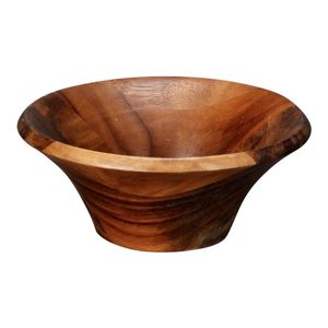 Bol de service en bois de style européen, plat en bois massif pour table à manger, cuisine et usage domestique, articles de cuisine - Product Image 2