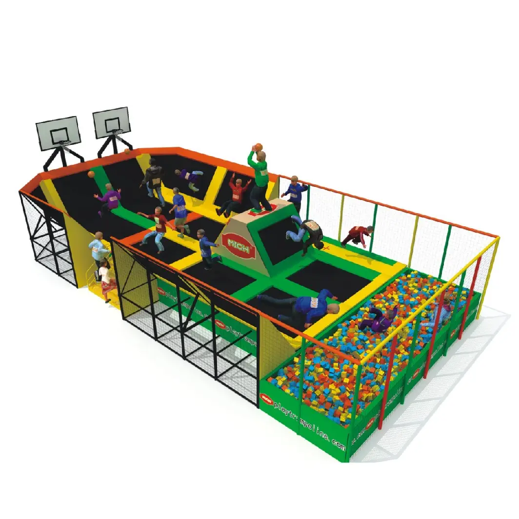 2024 diseño libre patio interior Rectangular niños barato niños trampolín Parque trampolín accesorios para la venta