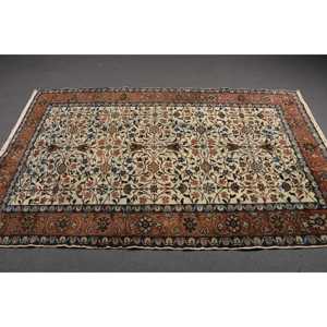 Turkish Vintage Rug, 4.4x7.1 ft Rug, <b>Brown</b> Polka dot <b>Wool</b> Rug - Product Image 2