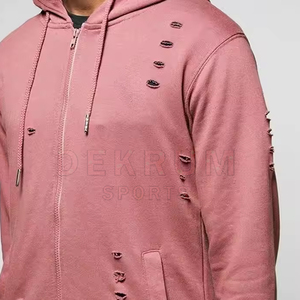 Le polyester/coton de survêtements affligés par pleine douille confortable lourde a fait la meilleure conception a affligé des survêtements - Product Image 6