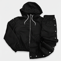 Ensemble de survêtement d'hiver personnalisé pour homme en molleton 100 % coton, veste à capuche zippée détachable, pantalon de survêtement avec poches, léger et imperméable