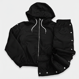 ชุดวอร์มผู้ชายผ้าฟลีซคอตตอน 100% สำหรับฤดูหนาว แบบมีฮู้ดถอดได้ แจ็คเก็ตแบบซิป กางเกงวอร์ม น้ำหนักเบา กันน้ำ - Product Image 1