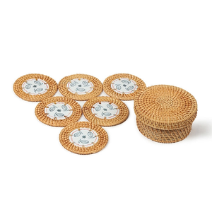 Ensemble de sous-verre de luxe en rotin et nacre Dessous de verre élégant fait à la main pour le salon ou l'utilisation de cadeaux Fabriqué au Vietnam - Product Image 4