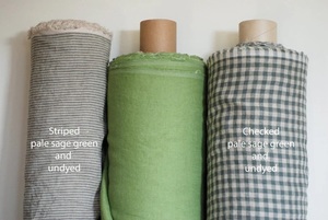 Tissu en lin à carreaux vert sauge non teints, lin de lin adouci lavé au mètre ou au mètre, lin à carreaux pour la couture - Product Image 6
