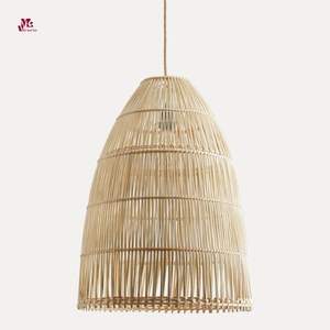 Abat-jour bohème en rotin lustre de plafond luminaire en rotin pendentif lumière chez l'habitant Restaurant lumière en rotin tissé - Product Image 1