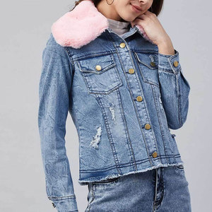 Personnalisez la couleur et la taille Veste en jean pour femme en matériau de marque Veste en jean à manches longues en fourrure intérieure pour femmes - Product Image 3