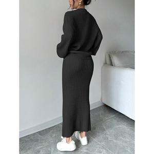 V Neck <b>Knit</b> Outfit <b>Set</b> Women's Sweater <b>Set</b> Size S Color White - Product Image 5