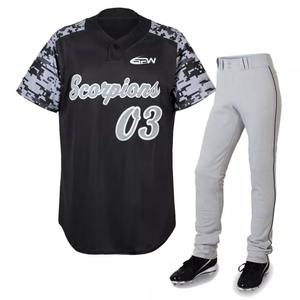 Ventes en gros de maillots d'équipe de sublimation, pantalons en polyester, séchage rapide, respirant, vêtements de sport vierges, uniformes de baseball d'entraînement d'usine - Product Image 1