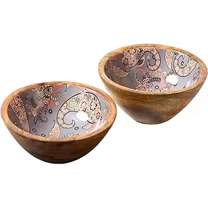 100% Mango Wood Glint High Quality Printed Decal <b>Enamel</b> Resign Food Serving <b>Bowl</b> for Dining Table Use <b>Bowls</b> Kitchenware <b>Bowls</b> - Product Image 4