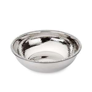 Bol de service poli en acier inoxydable de forme ronde de grande taille Bol en acier inoxydable brossé au design martelé - Product Image 1