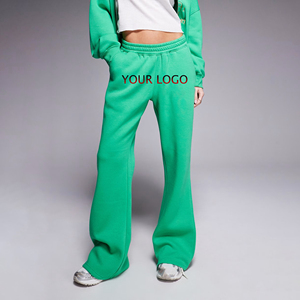 OEM/ODM 100% Cotton <b>Fleece</b> 300 GSM Lightweight Flared Sweatpants Custom Printed Logo Hip Hop Style <b>Joggers</b> For <b>Women</b> - Product Image 1