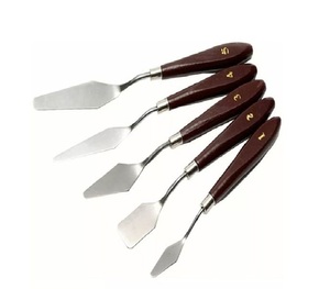 Haute qualité 5 pièces en acier inoxydable spatule Art métal peinture couteau à Palette Flexible avec manche en bois Style américain - Product Image 1