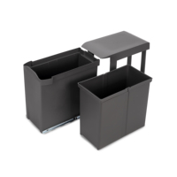 Emuca España 8906923 Cubo de Reciclaje de Cocina de 30L, Inteligente, de Acero y Plástico Gris, con Fijación Inferior y Extracción Automática