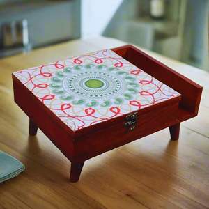 Boîte à épices en bois naturel imprimée écologique, motifs floraux traditionnels, réglage de la finesse, compatible lave-vaisselle pour la maison - Product Image 4