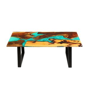 2025 Table à manger en bois massif avec pieds artisanaux en métal Tables d'extérieur en résine époxy pour restaurant et ensembles de salon - Product Image 3