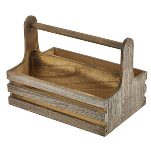 <b>Wooden</b> Cutlery Utensil Storage Caddy Rectangular Shape Mango Wood Kitchenware Caddy with Metal Handle - Product Image 6