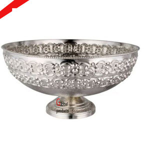 Bol à chocolat en métal de forme ronde de finition argentée avec le support pour l'hôtel et la maison - Product Image 1