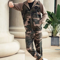 Ensemble de jogging à capuche personnalisé en coton, streetwear, molleton camouflage respirant, vêtements décontractés pour hommes, entraînement professionnel en salle de sport