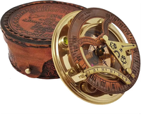 Horloge-boussole solaire suspendue en laiton et cuivre antique de 3,5 pouces avec étui par Calvin Handicraft