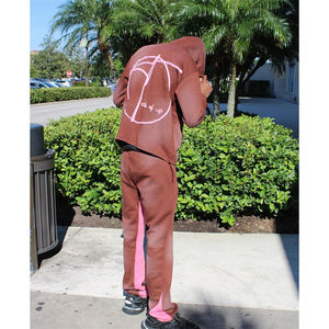 รับผลิตเสื้อฮู้ดดี้ผ้าฝ้ายเนื้อหนาคุณภาพสูง พร้อมปักโลโก้ตามแบบที่ต้องการ ขายส่ง OEM ชุดวอร์มกางเกงขายาวและเสื้อฮู้ดสำหรับผู้ชาย - Product Image 2