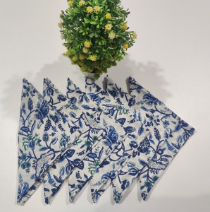 Serviette de table légère imprimée en coton pour mariage, serviette lavable à imprimé floral, ensemble de serviettes en coton faites à la main - Product Image 2