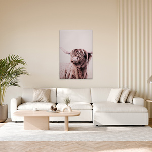 Made In Germany - Home Decor Canvas Picture Cow Beige-Peinture murale en crème et beige-Image sur toile sur cadre de civière - Product Image 3