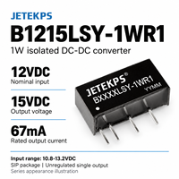 Convertisseur DC-DC isolé JETEKPS B1215LSY-1WR1 1W 10.8V-13.2V 15V 67mA SIP, module d'alimentation non régulé, isolation 1500VDC 88%