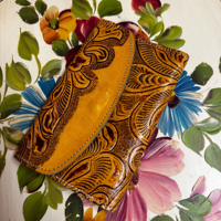 Nouvelle Pochette Élégante et Attrayante en Cuir Véritable Multicolore avec Motif Floral Gaufré pour Soirées et Usage Quotidien