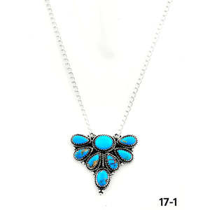 Collier en turquoise de Kingman du sud-ouest et argent sterling, fait main, motif en forme de fleur - Product Image 2