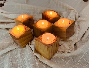 <b>Set</b> 2 Handmade Wooden <b>Candle</b> Stands Embossed Customized Designs Personalized Engraving Vegan Natural Durable Home Wedding - Product Image 3