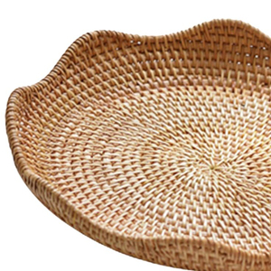 Charming Shape Rattan Serving <b>Tray</b> Stylish Handmade Woven <b>Tray</b> For <b>Kitchen</b> Dining And Modern Home Decor - Product Image 2