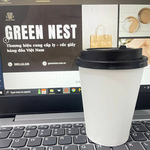 Vasos de Café Desechables de Doble Pared de Papel y PE Ecológicos GREEN NEST para Bebidas Calientes - Impresión de Logotipo Personalizado Disponible - Product Image 1