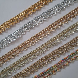 Gran oferta, tela metálica Soluble en agua con borde de encaje de lentejuelas doradas y plateadas bordadas para decoración de sombreros - Product Image 1