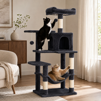 Tour d'escalade pour chat contemporaine, durable et écologique, avec perchoir nuage, centre de jeu, poteaux en sisal, condo confortable, balles jouets, pour usage intérieur, en carton