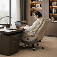 Fauteuil de bureau exécutif électrique inclinable en cuir véritable avec repose-pieds, pivotant, dossier haut, vente en gros OEM