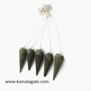 Vente en gros d'agate mousse à facettes pendule en cristal de pierres précieuses naturelles pour la guérison Reiki et la radiesthésie artisanat en pierre semi-précieuse - Product Image 5