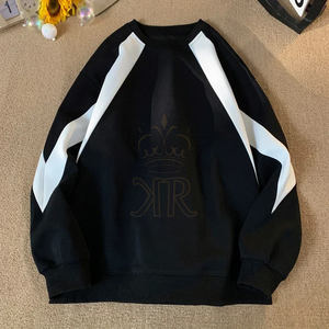 Sweat-shirts pour hommes à coupe classique, logo personnalisé imprimé et brodé, style décontracté, sweat-shirts unis, tissu jersey épais, vêtement long lavé - Product Image 1