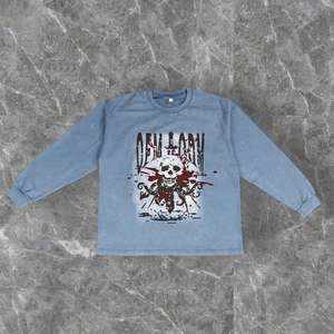 Oversized Vintage Acid-Washed <b>Crewneck</b> <b>Sweatshirt</b> 100% Cotton Terry Loose Fit <b>Mens</b> Winter Pullover - Product Image 4
