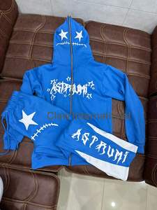 ชุดวอร์มฤดูหนาวของผู้ชาย100% 3D สไตล์สตรีทแวร์สำหรับพิมพ์ลายพัฟเสื้อมีฮู้ดซิปรูดและกางเกงวอร์มทรงบาน - Product Image 3