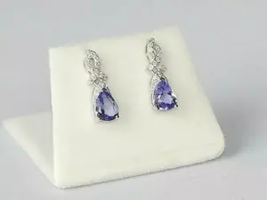 ต่างหูห้อยเพชรโมอิสสีเงิน925แบบห้อยสไตล์วินเทจจาก2.20Ct แพร์ - Product Image 6