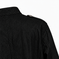 Veste en jean pour homme DiZNEW personnalisée, vintage, noire, avec boutons argentés, col montant, OEM ODM, étiquette privée