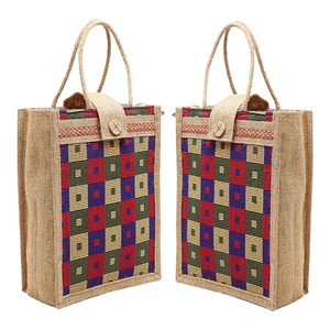 Sacs cadeaux d'épicerie en Jute de haute qualité, Style personnalisé, motif en tissu, couleur, petit, origine brute indienne - Product Image 6