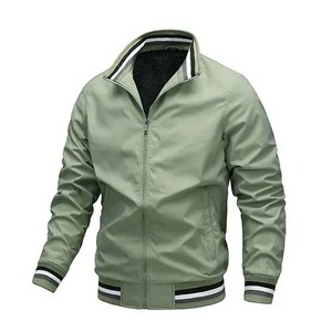 Blouson Bomber Homme Personnalisé Zippé Manches Longues Couleur Unie Coupe-Vent Style Aviateur Décontracté Impression Logo Avant Vêtement d'Automne - Product Image 2